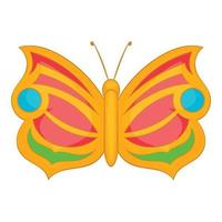 Butterfly with circle on wings icon, cartoon style vector