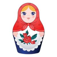 Traditional nested doll icon, cartoon style vector