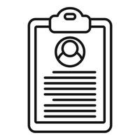 Personal information clipboard icon, outline style vector