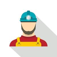 Male miner icon, flat style vector