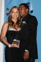 Mariah Carey and Nick Cannon in the Press Room of the American Music Awards 2008 at the Nokia Theater in Los Angeles, CA November 23, 2008 photo