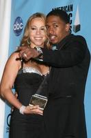 Mariah Carey and Nick Cannon in the Press Room of the American Music Awards 2008 at the Nokia Theater in Los Angeles, CA November 23, 2008 photo