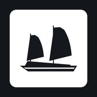 Vietnamese junk boat icon, simple style vector