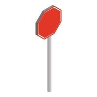 Road sign stop icon, isometric 3d style vector