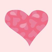 Pink heart with a pattern of small hearts. Postcard in vector