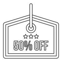Sale tag 50 percent off icon, outline style vector