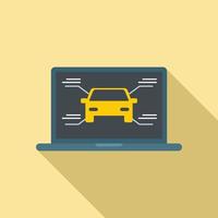 Car service laptop icon, flat style vector