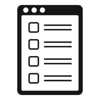 icono de nota de lista de tareas pendientes, estilo simple vector