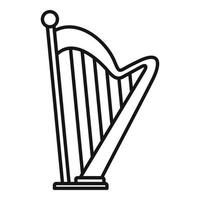 Harp music icon, outline style vector