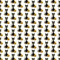 black cat halloween pattern background vector