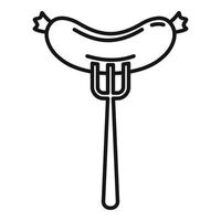 Sausage fork icon, outline style vector