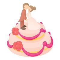 icono de pastel de bodas, estilo de dibujos animados vector