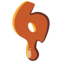 Number 6 from caramel icon vector