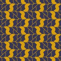 Seamless geometric pattern with golden symbols on dark blue background in art deco style. Vector print for fabric background