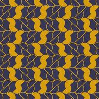 Seamless geometric pattern with golden symbols on dark blue background in art deco style. Vector print for fabric background