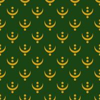Seamless geometric pattern with golden moon on dark green background. Vector print for fabric background