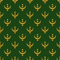 Seamless geometric pattern with golden moon on dark green background. Vector print for fabric background