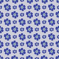 Seamless blue flower geometric pattern. Vector graphic for textile