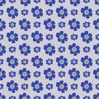 Seamless blue flower geometric pattern. Vector graphic for textile