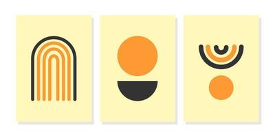 Set of modern geometric posters. Mid-century composition vector design. Minimal decorative design for Posters, Brochures and Banners.