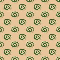 Brush green spirals seamless pattern. Vector background with hand drawn spirals