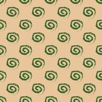 Brush green spirals seamless pattern. Vector background with hand drawn spirals