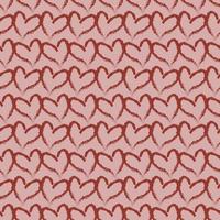Brush red hearts seamless pattern. Vector romantic background with hand drawn hearts for Valentines Day