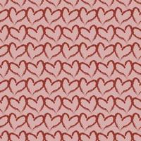 Brush red hearts seamless pattern. Vector romantic background with hand drawn hearts for Valentines Day
