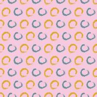 Brush geometric seamless pattern with blue and yellow circles. Vector background with hand drawn for fabric, textile