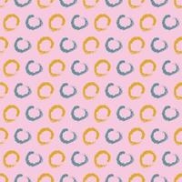 Brush geometric seamless pattern with blue and yellow circles. Vector background with hand drawn for fabric, textile