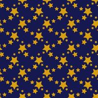 Seamless geometric pattern with golden stars on dark blue background. Vector print for fabric background