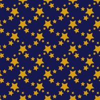 Seamless geometric pattern with golden stars on dark blue background. Vector print for fabric background