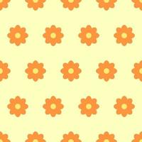 Seamless orange flower geometric pattern. Vector graphic for textile