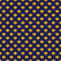 Seamless geometric pattern with golden symbols on dark blue background in art deco style. Vector print for fabric background