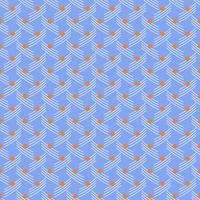 Seamless geometric pattern with white elements on blue background. Vector print for fabric background, textile