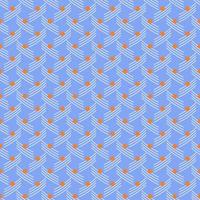 Seamless geometric pattern with white elements on blue background. Vector print for fabric background, textile