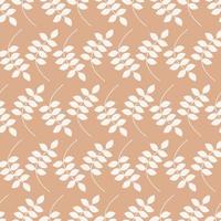 Seamless geometric with white leaves pattern on pink background. Vector print for fabric background, textile