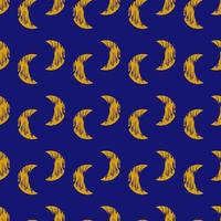 Seamless geometric pattern with golden brush moon hand drawing. Vector print for fabric background, textile