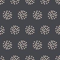 Seamless geometric pattern with white dots on dark background. Vector print for fabric background, textile