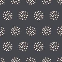 Seamless geometric pattern with white dots on dark background. Vector print for fabric background, textile