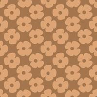 Seamless geometric pattern with pink flowers on beige background. Vector print for fabric background, textile