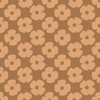 Seamless geometric pattern with pink flowers on beige background. Vector print for fabric background, textile