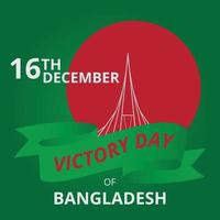 símbolo del día de la victoria del diseño de pancartas de bangladesh. publicación de banner en redes sociales. Fondo de bandera y vector libre de cinta verde.