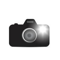 icono de cámara con flash, vector de icono de flash de cámara dslr