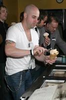 Chris Daughtry Scooping and eating ice cream Ben and Jerry s Press Conference Supporting ONE Burbank, CA April 7, 2008 photo