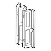 icono de puerta plegable, estilo de esquema vector