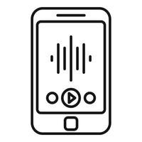 Podcast phone playing icon, outline style vector