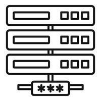 Server network authentication icon, outline style vector