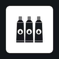 Three tubes with paint icon, simple style vector