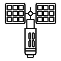 Vector de contorno de icono de estación espacial de órbita. cohete terrestre internacional